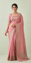 Linen banarsi saree with stitched blouse
