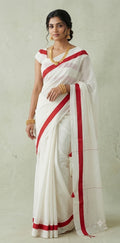 Mul cotton saree with red boder