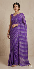 Chanderi tissue silk saree with stripe , No BP
