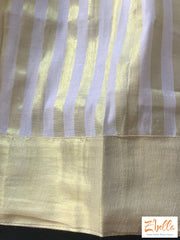 4-5 Yr Kerala Gold Kasavu Tissue Line Skirt With Off White Silk Crop Top Girl Kids Set