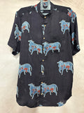 Ajrakh handblock printed Mandarin colar shirts in pure modal silk