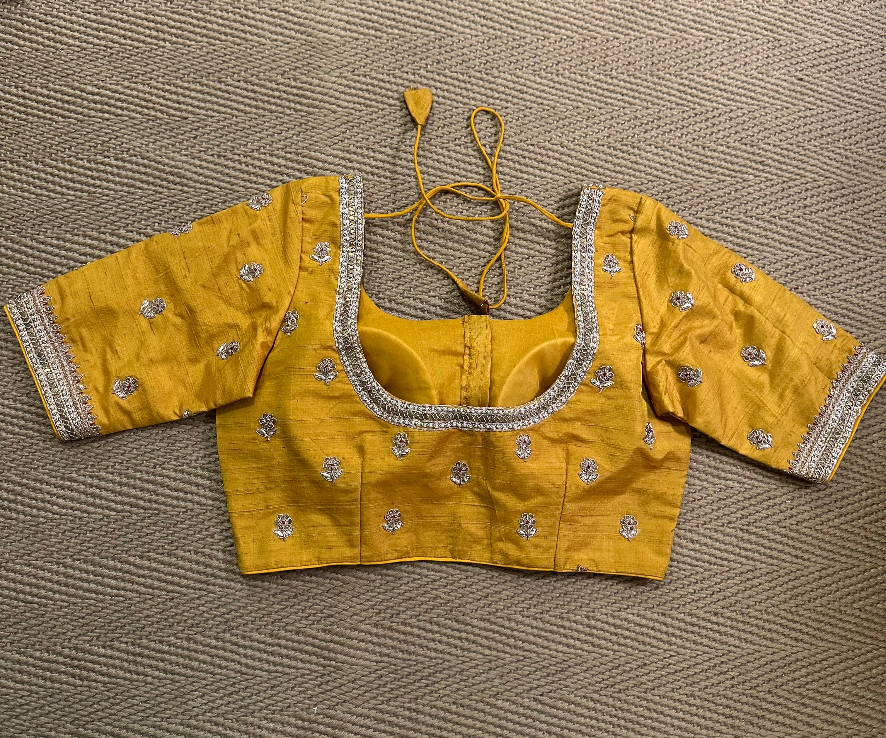 Pure Raw silk designer blouse with hand embroidery