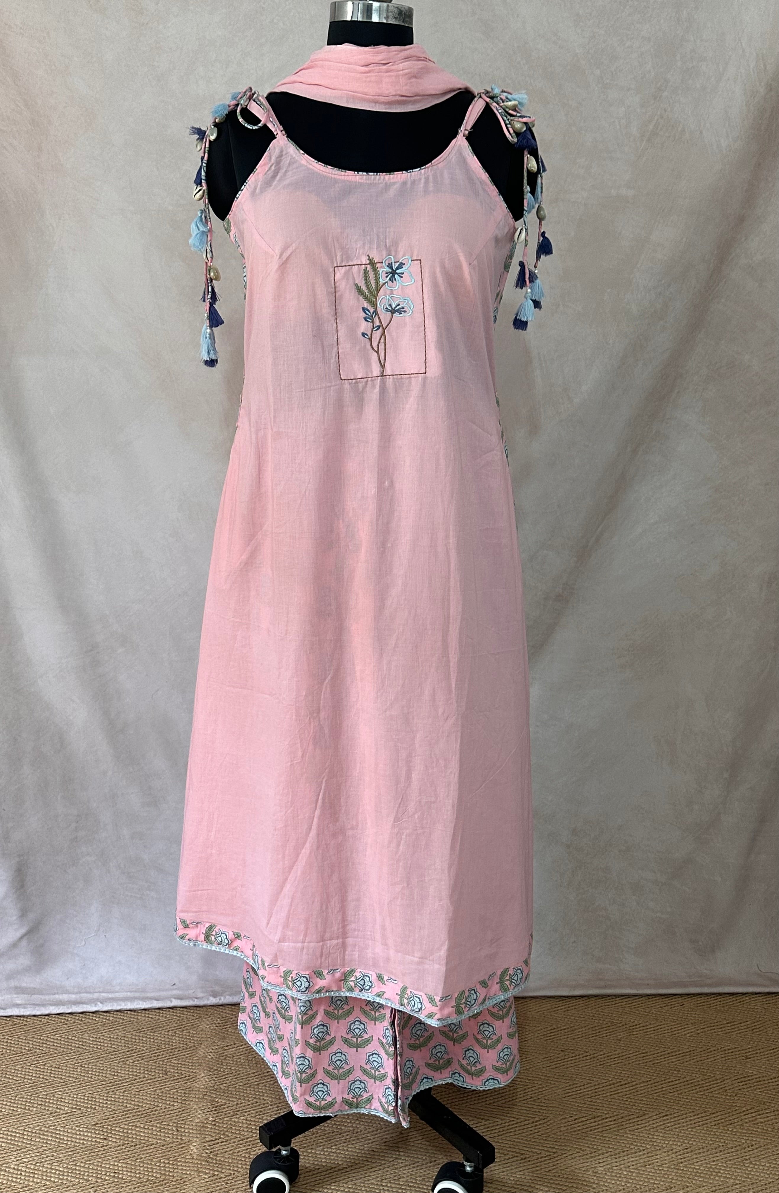 Cotton kurti with bottom and dupatta
