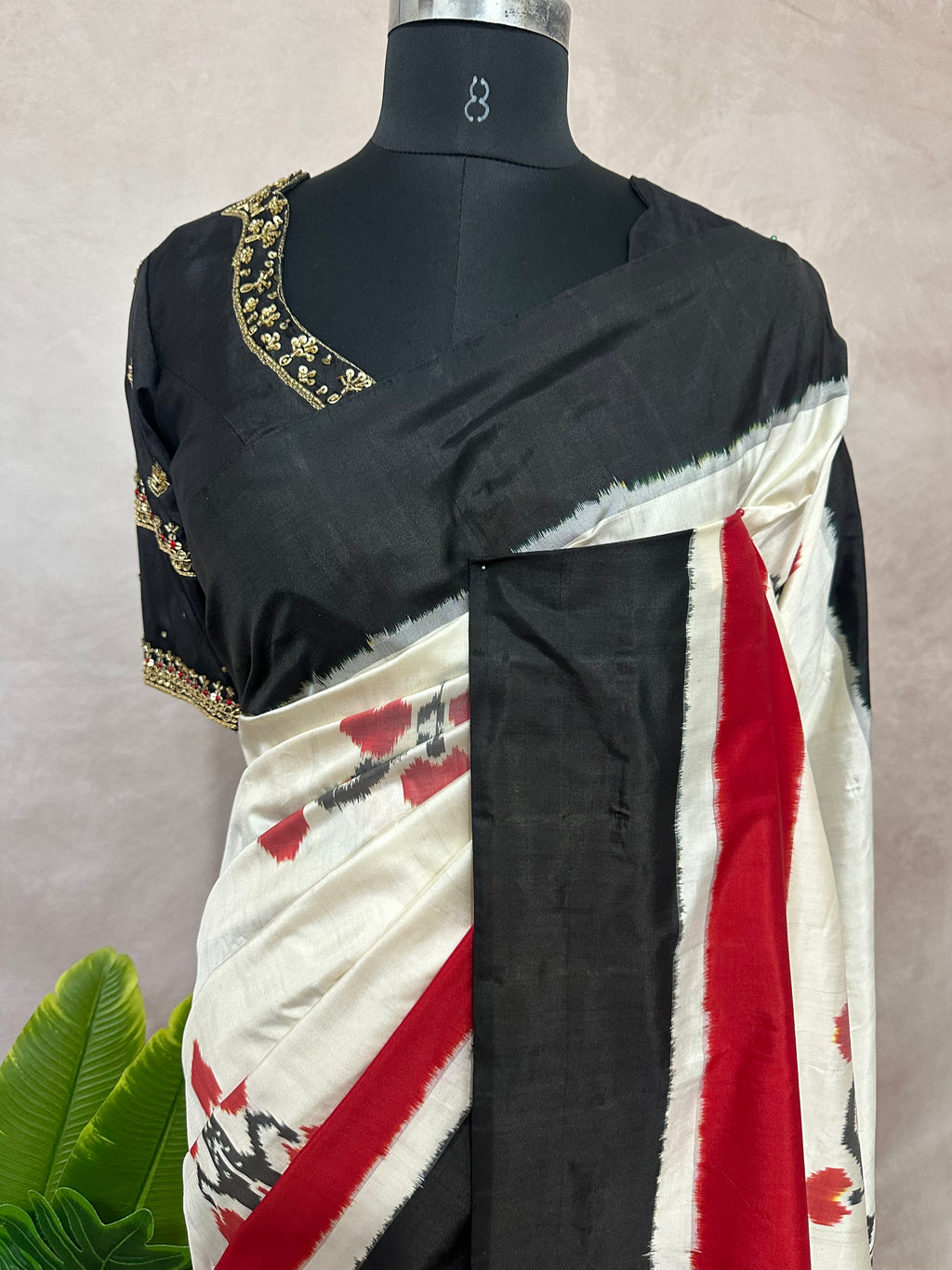 Ikkat pure silk designer saree with designer blouse