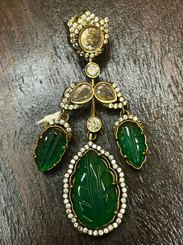 Emerald leaf stone Earring