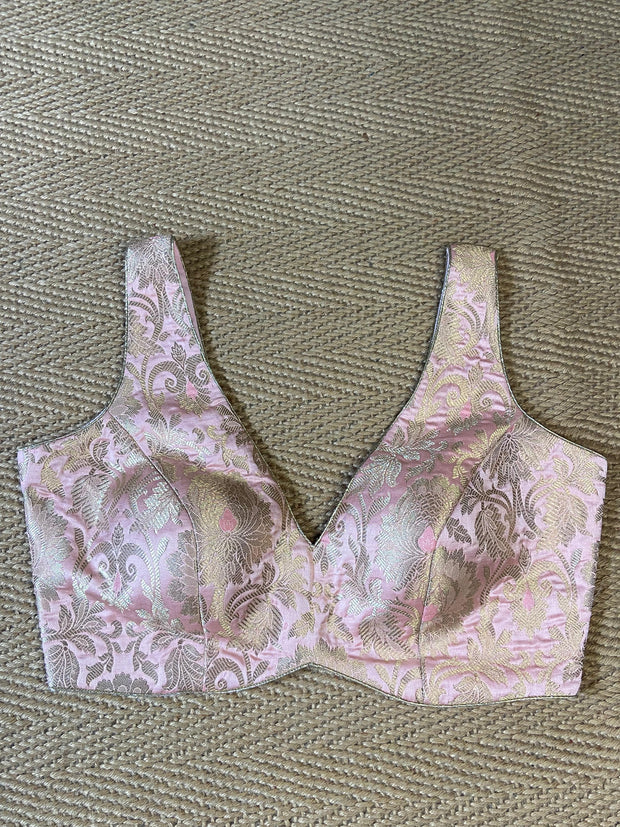 Light pink banarsi brocade blouse