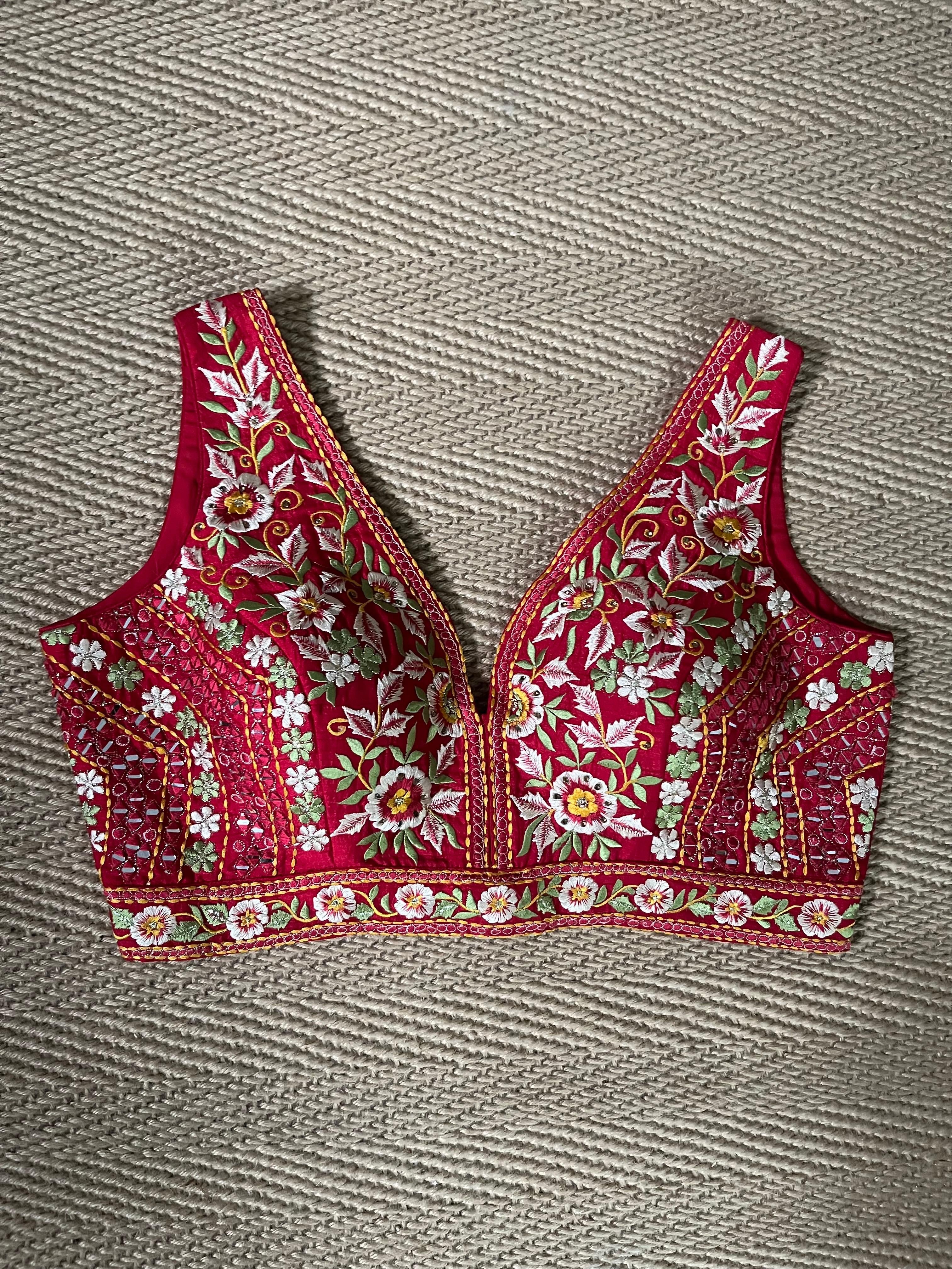 Red designer blouse