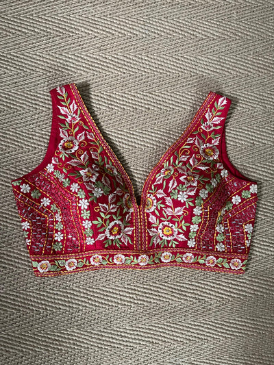 Red designer blouse