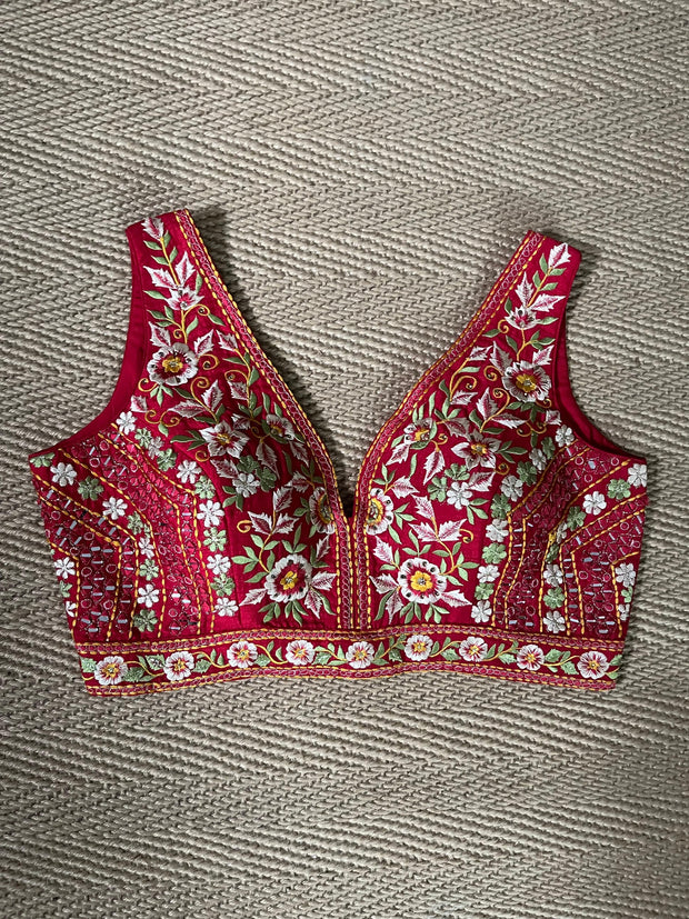 Red designer blouse