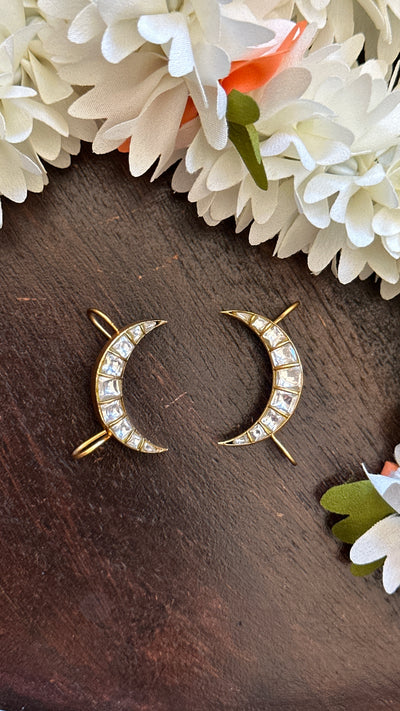 White kundan stone ear cuff