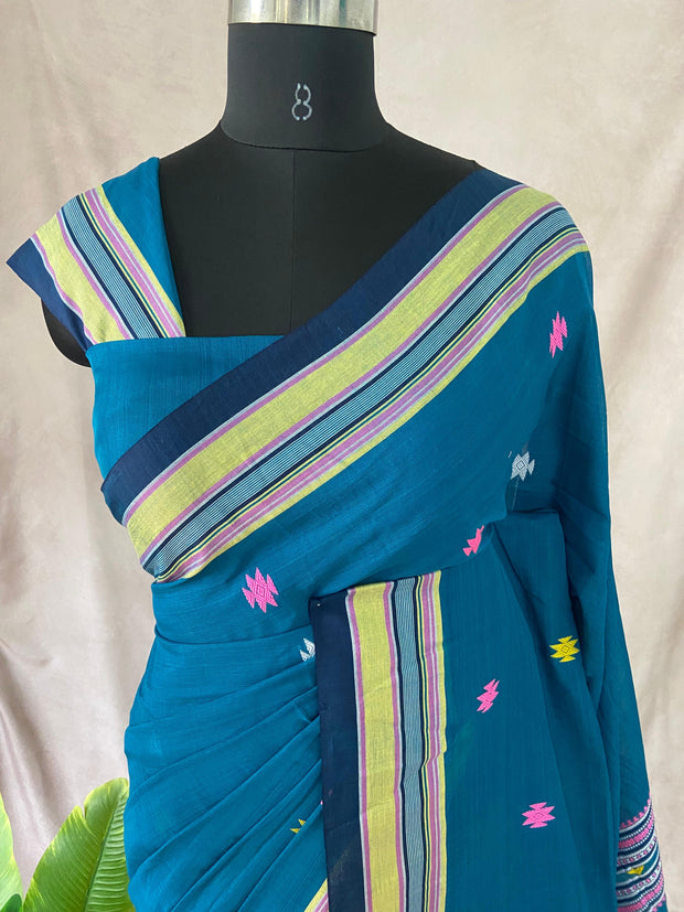 Blue Bhujodi saree, with BP
