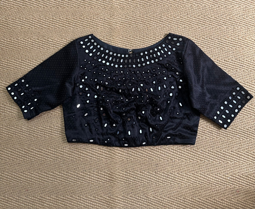 Mashru silk blouse with mirror work