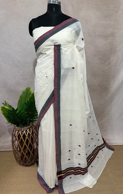 Balaramapuram handloom saree with black and maroon border