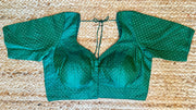 Green brocade silk blouse