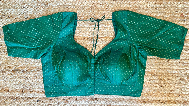 Green brocade silk blouse