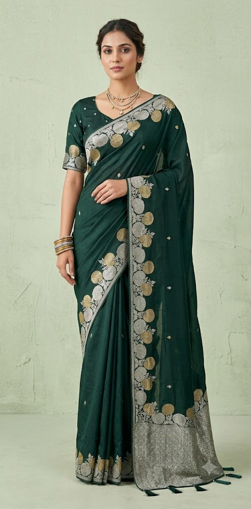 Silk crepe georgette saree with stitched blouse