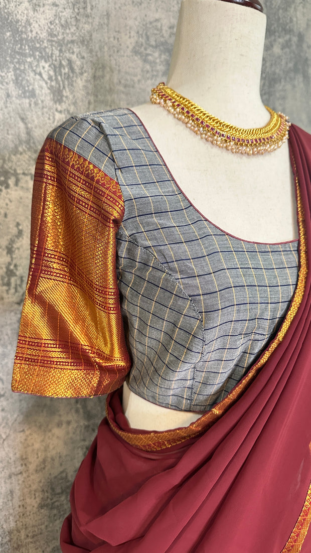 light grey narayanpettu half saree set