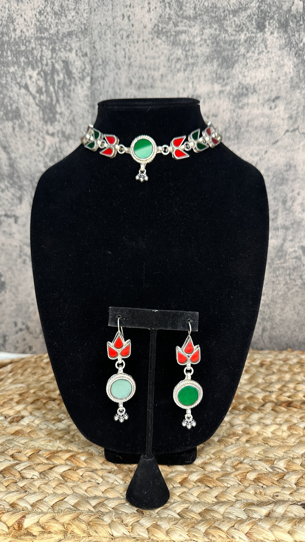 Indian glass choker with earring