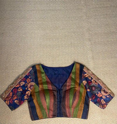 Raw silk blouse with hand embroidery