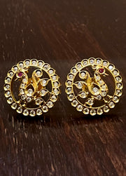 Peacock studs with white stones
