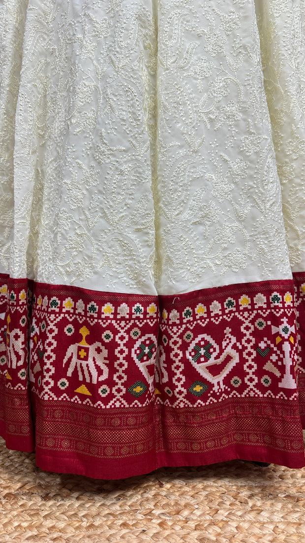 Georgette chikankari skirt with crop top
