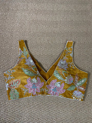 Mustard yellow tissue silk blouse