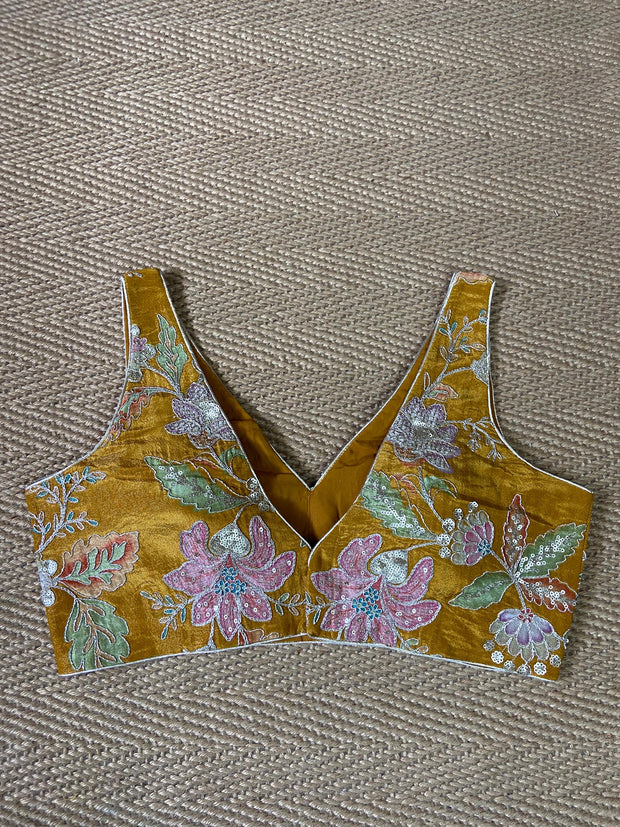 Mustard yellow tissue silk blouse