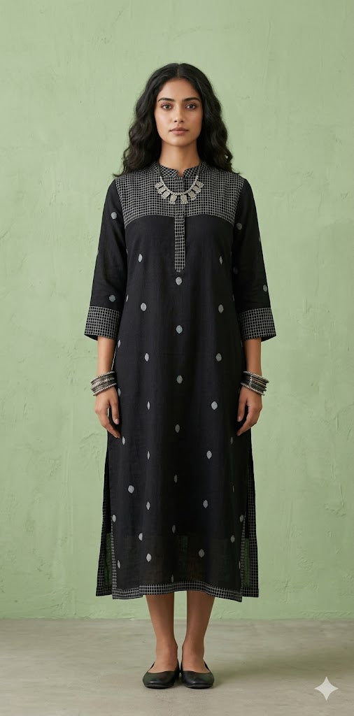 Handloom jamdani cotton dress