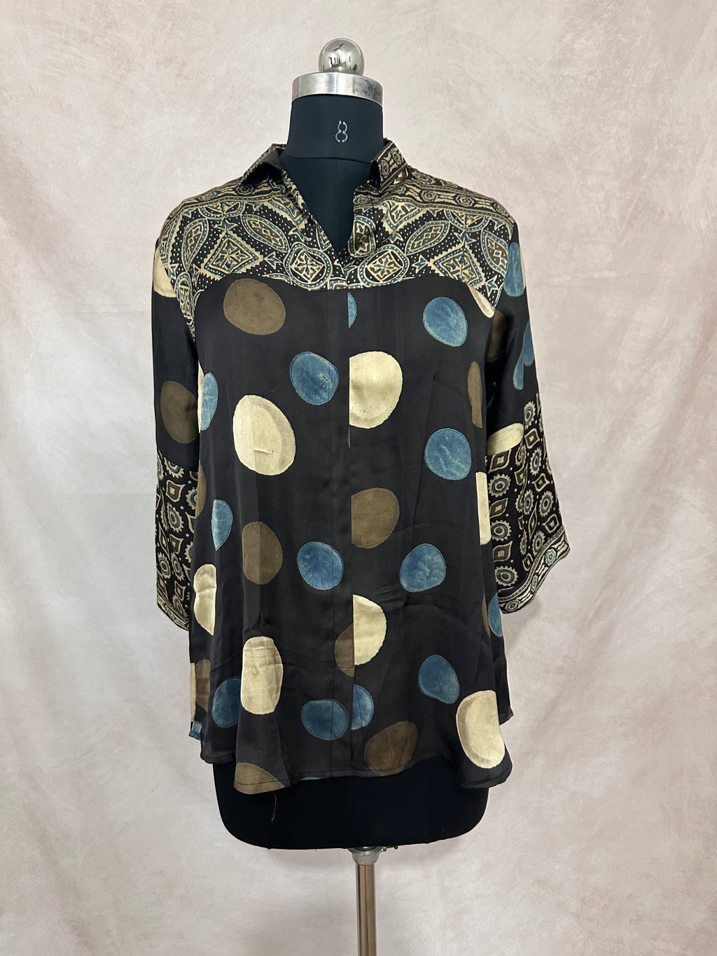 Pure Modal silk shirt with hand block print