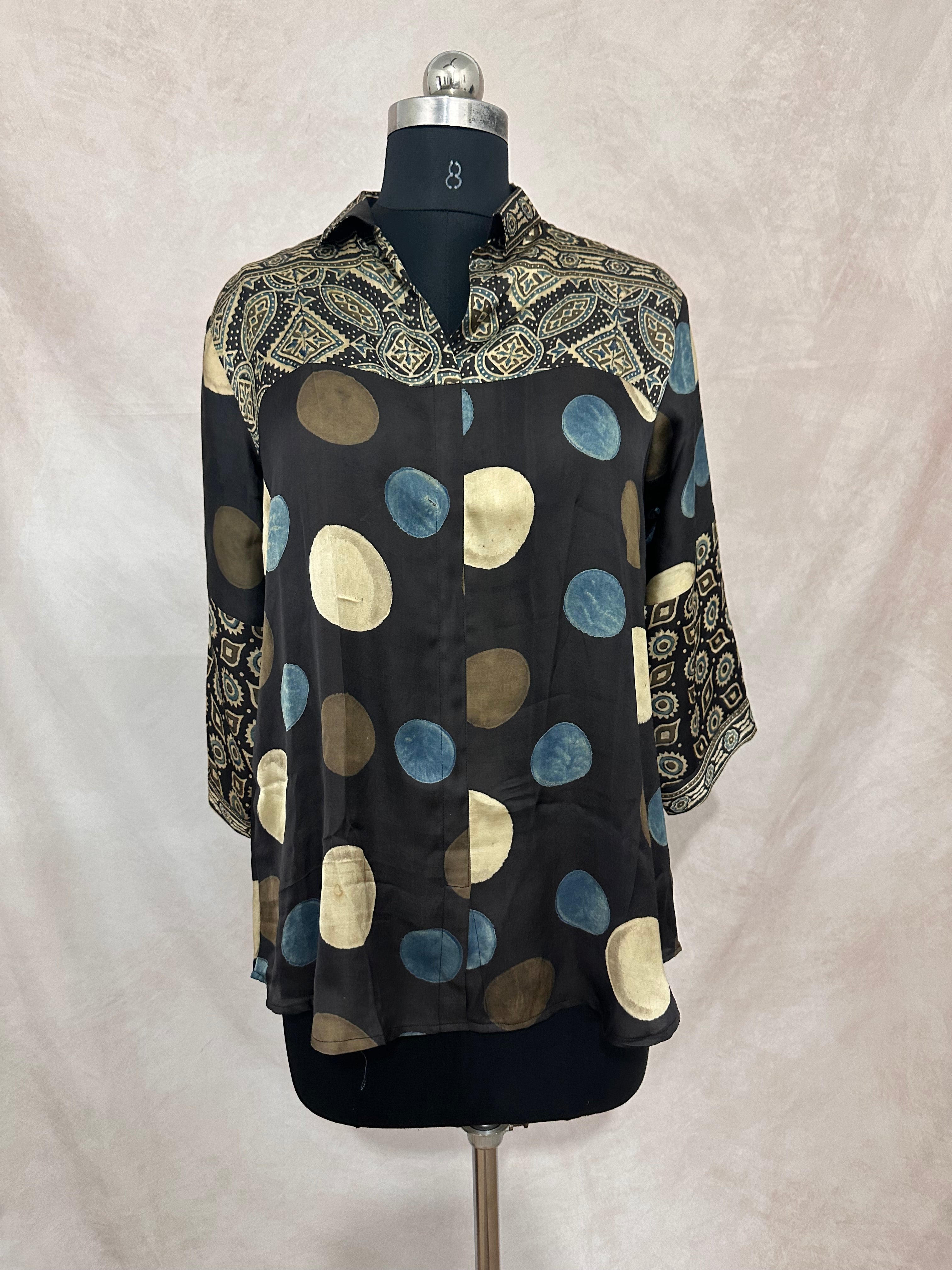 Pure Modal silk shirt with hand block print