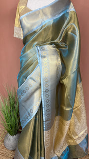 Semi Kanchivaram brocade saree with stitched blouse
