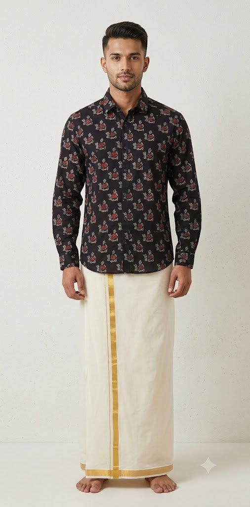 Ajrakh handblock printed shirts in pure Cotton