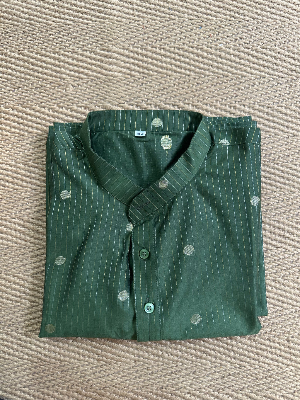 Green cotton silk long kurta