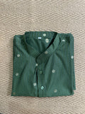 Green cotton silk long kurta
