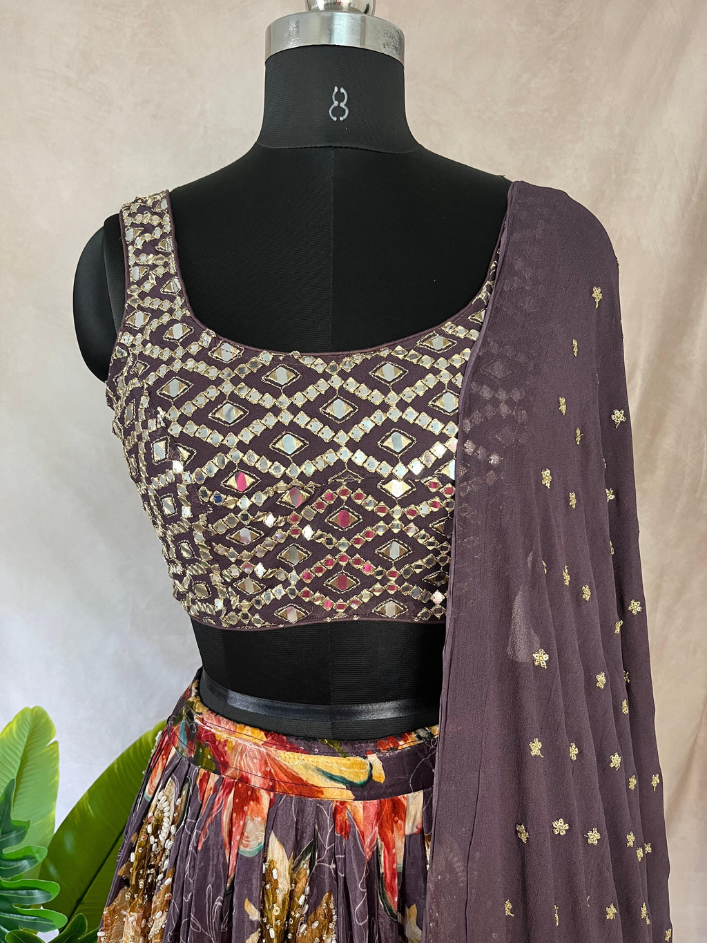 Dark purple lehanga