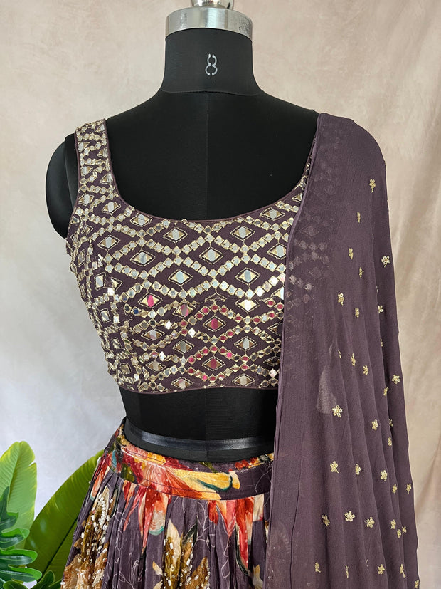 Dark purple lehanga
