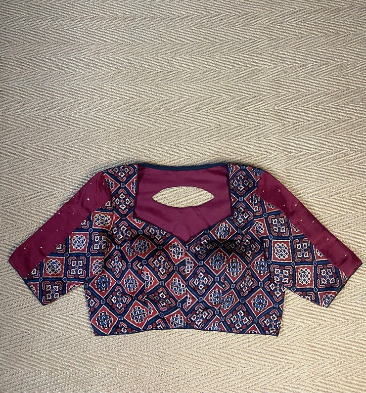 Modal silk blouse with hand embroidery