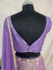 Lilac tissue silk lehanga with mirror work blouse