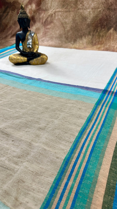 Offwhite cotton saree, with no