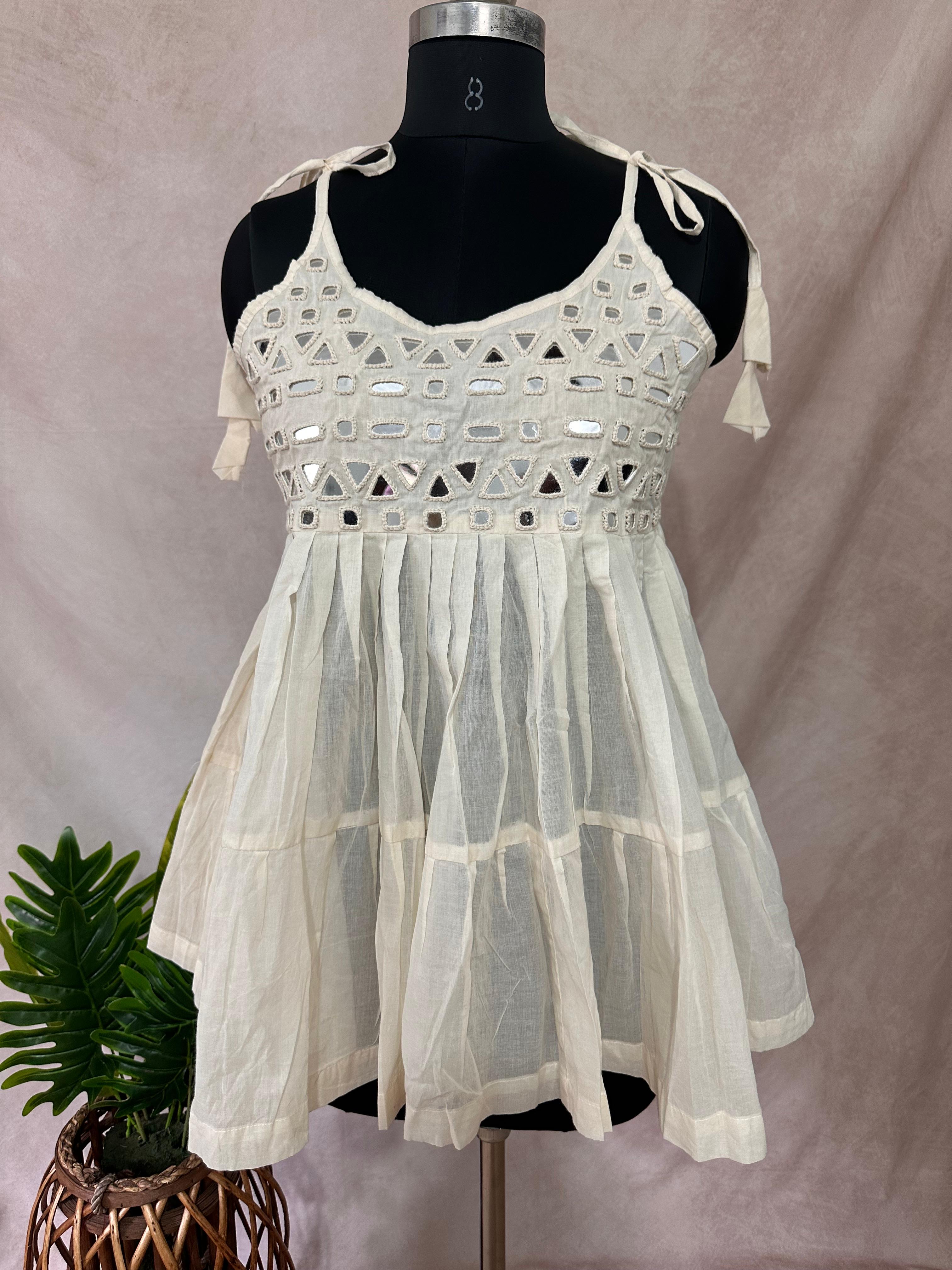Short kurti with mirror work