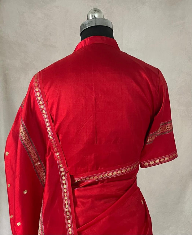 Pure handwoven katan silk saree with stitched blouse