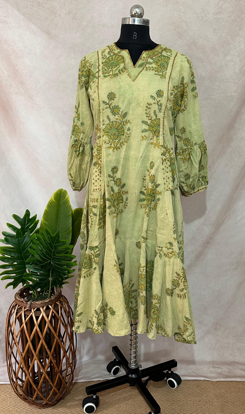 Hand blocked printed ajrakh Cotton dress
