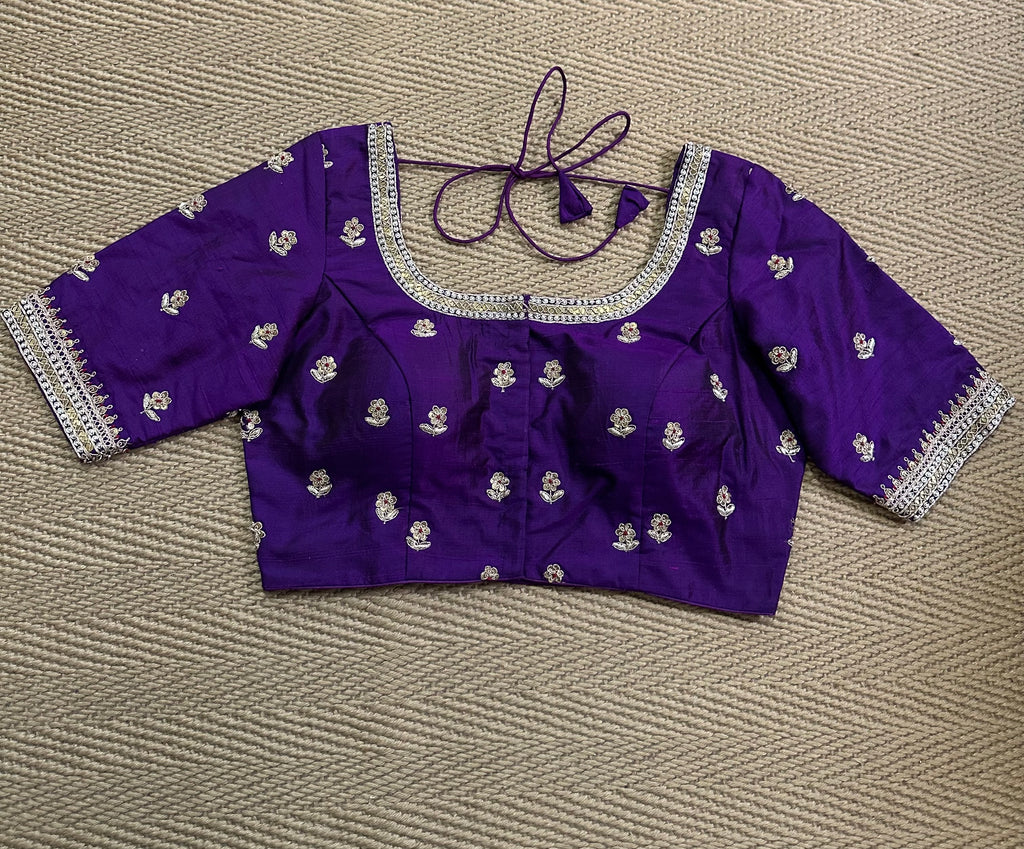 Pure Raw silk designer blouse with hand embroidery