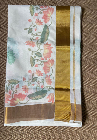 Cotton floral digital printed set saree