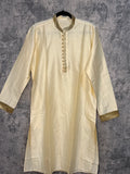 Cream color silk cotton kurta