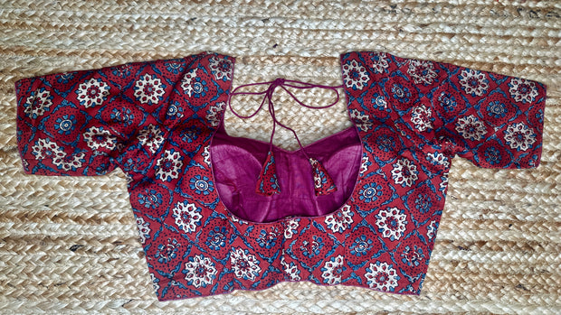 Short-sleeve Ajrakh blouse