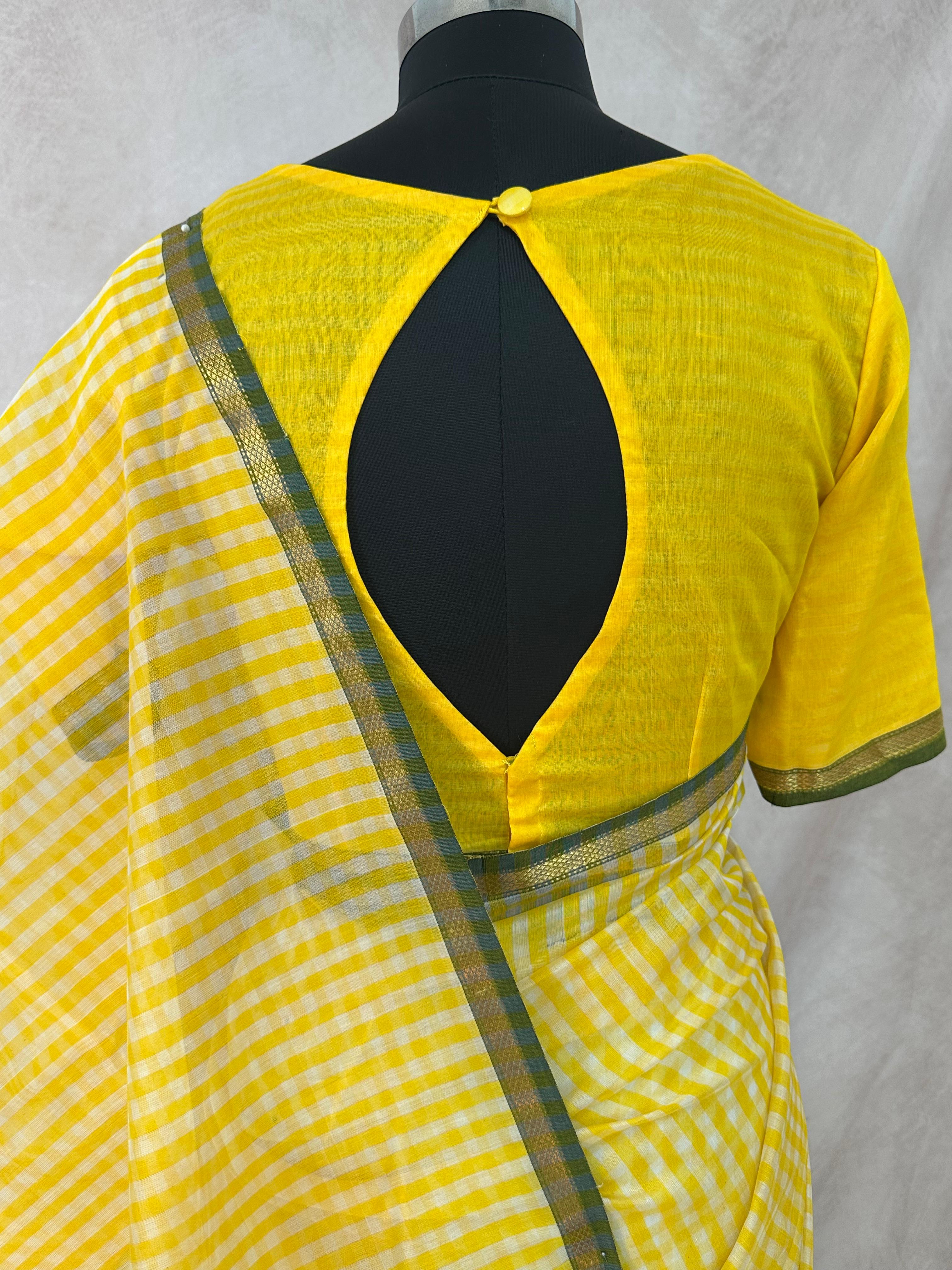 Maheshwari silk saree with stitched blouse