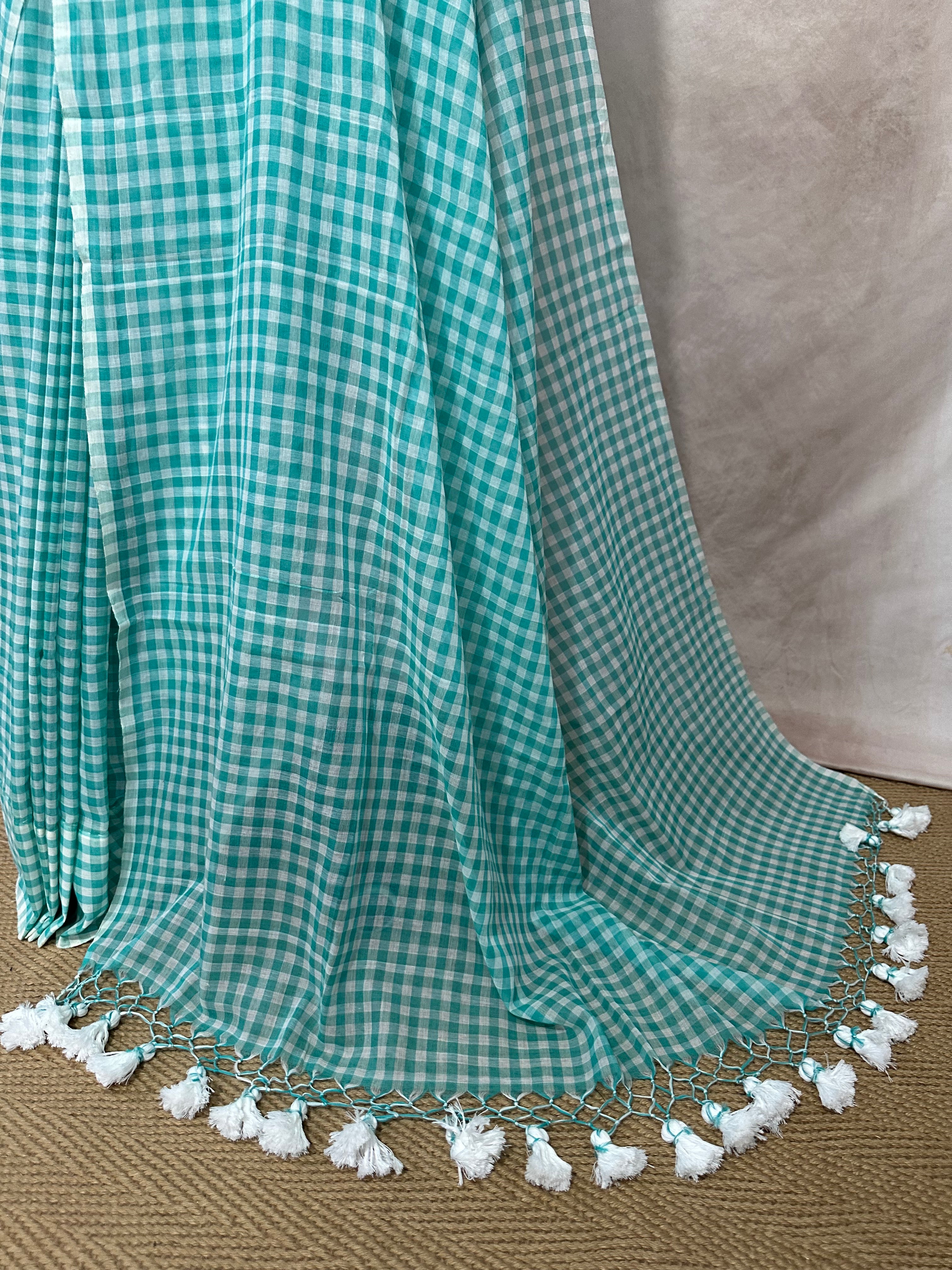 Mul cotton check saree