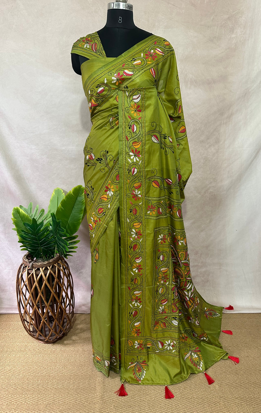 Bangalore silk saree with kantha work, No BP