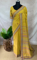 Organic Kala cotton handloom saree with mirror work , stitched blouse